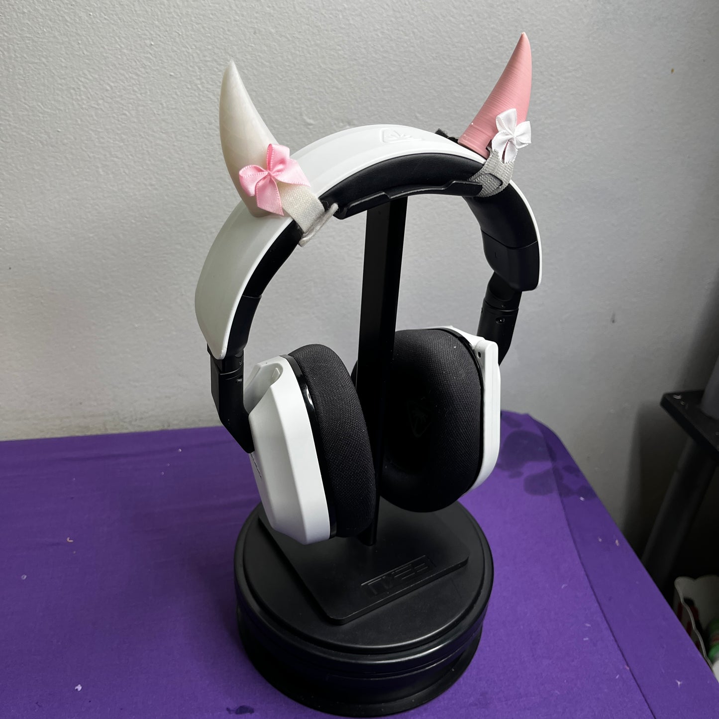 Pink/White Bow Oni Horns (RTS)